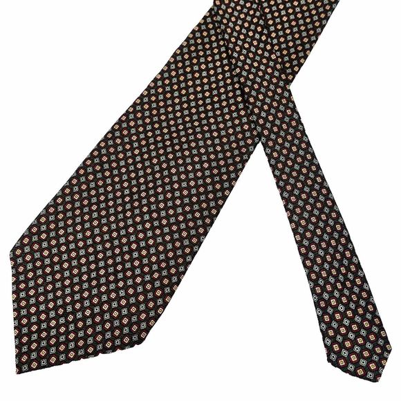 Ralph Lauren Silk Satin Tie Necktie Geometric Multi Color Square USA - Picture 1 of 8